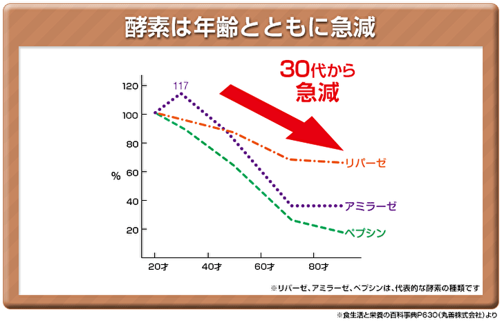 酵素は年齢とともに急減