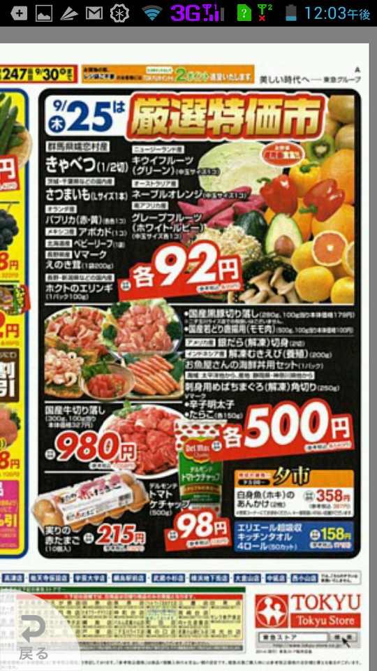 シュフーチラシアプリ　電子チラシ（拡大表示）