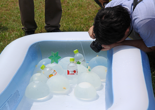 一眼レフカメラで撮影する参加者