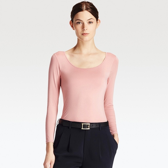 ヒートテックブラUネックT（8分袖）