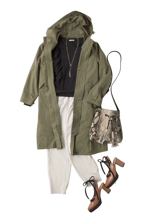 GU ライトモッズコート　コーディネート例