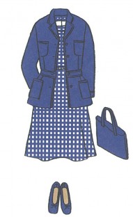 ネイビー多めの2色コーディネート／ネイビー、白