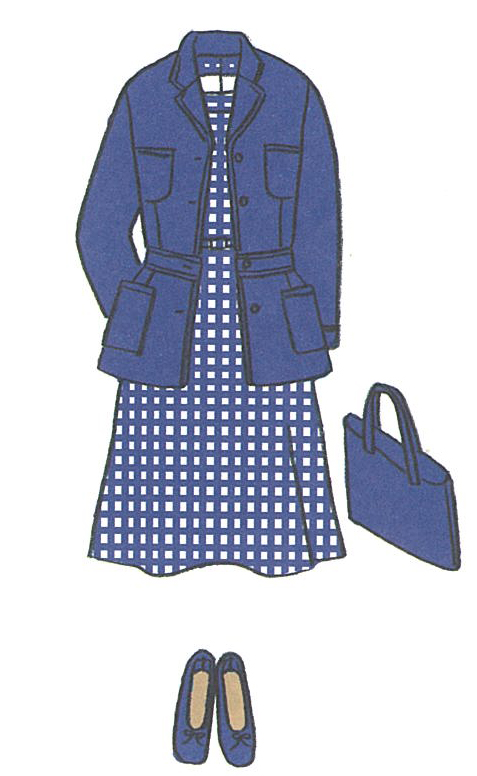 ネイビー多めの2色コーディネート／ネイビー、白