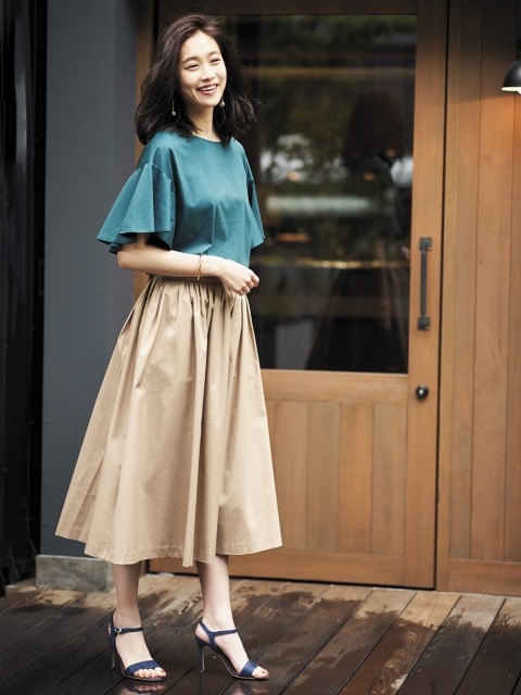 マーセライズコットンフレアスリーブT_2