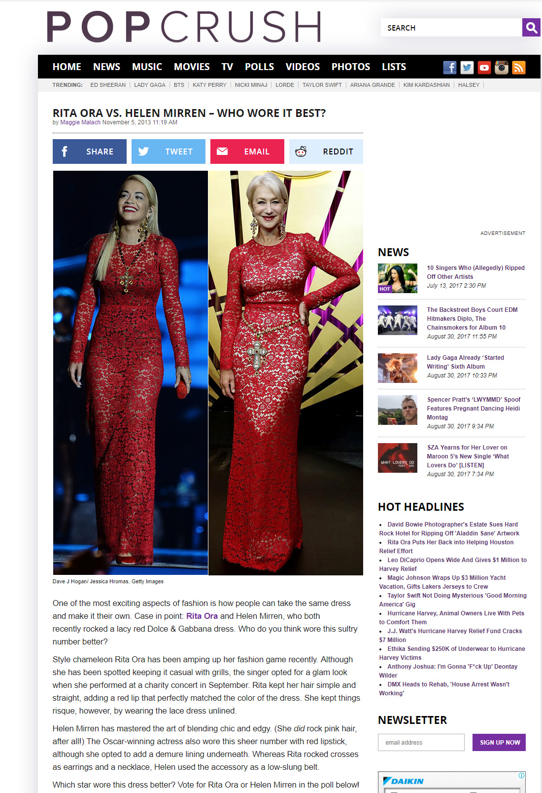 ヘレン・ミレン対リタ・オラ