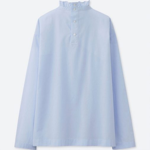 コットンドビーラッフルブラウス