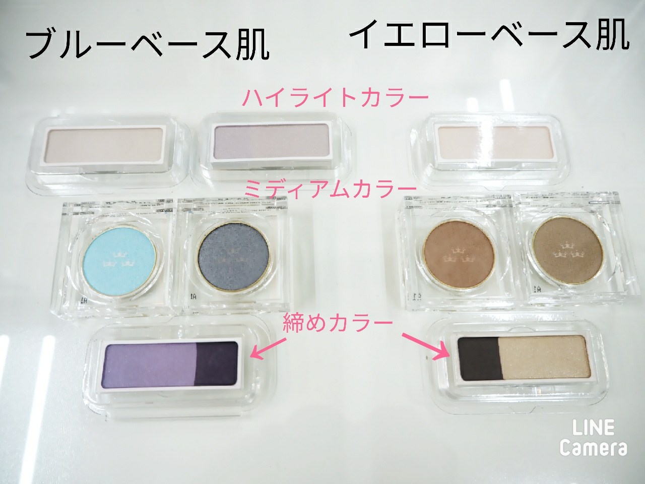 用意する3色のアイシャドウ