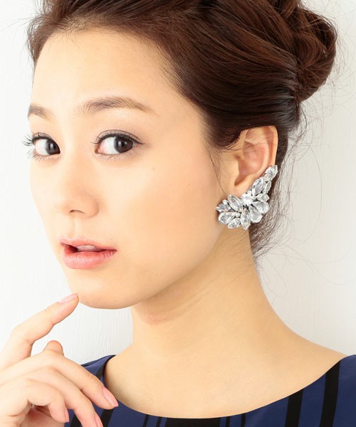 ビジュー カーブ イヤリング