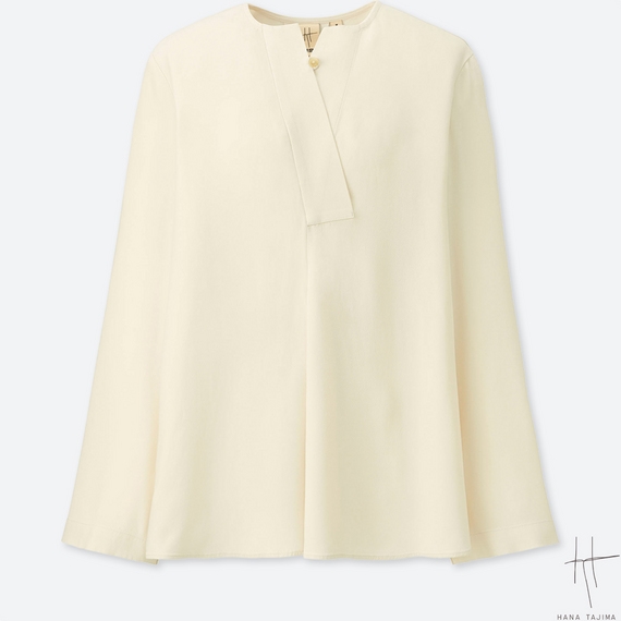 ノーカラータックブラウス