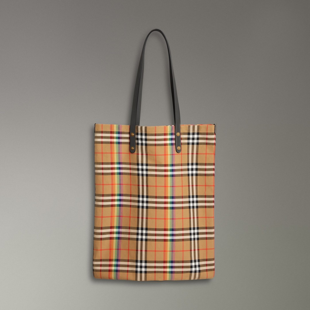 ラージ レインボー ヴィンテージチェック ショッパー