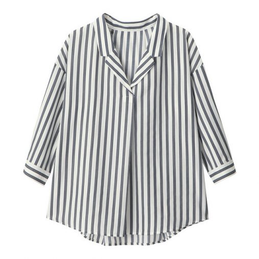 ストライプオープンカラーシャツ