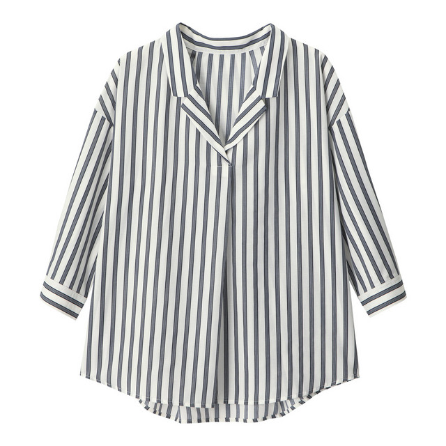 ストライプオープンカラーシャツ
