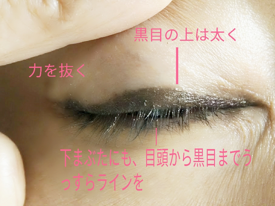 黒目の上を太く丸く