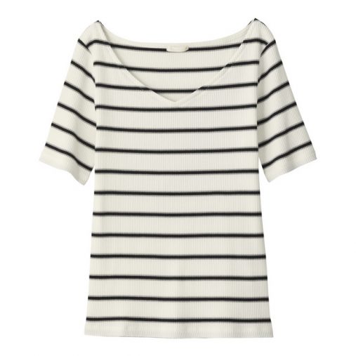 マルチボーダーワイドVネックT