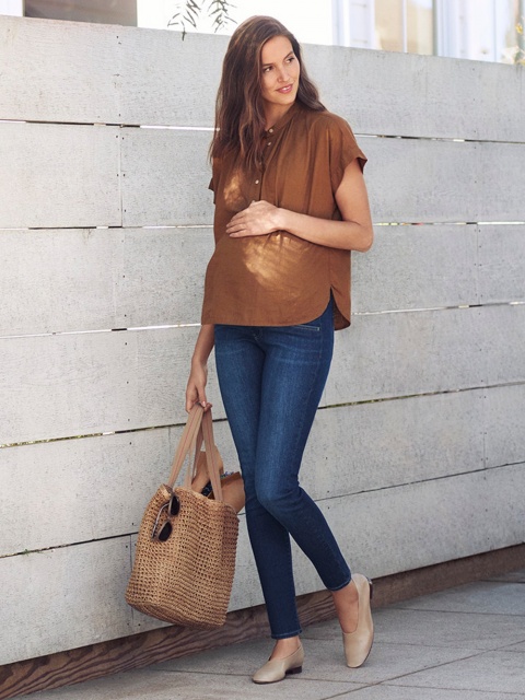 リネンブレンドブラウス