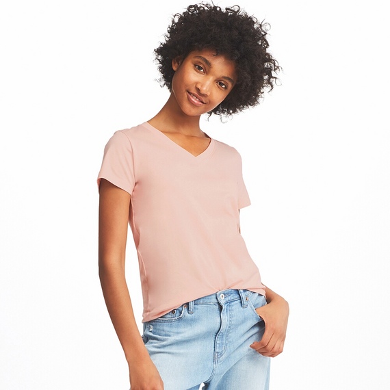 スーピマコットンテンジクVネックT