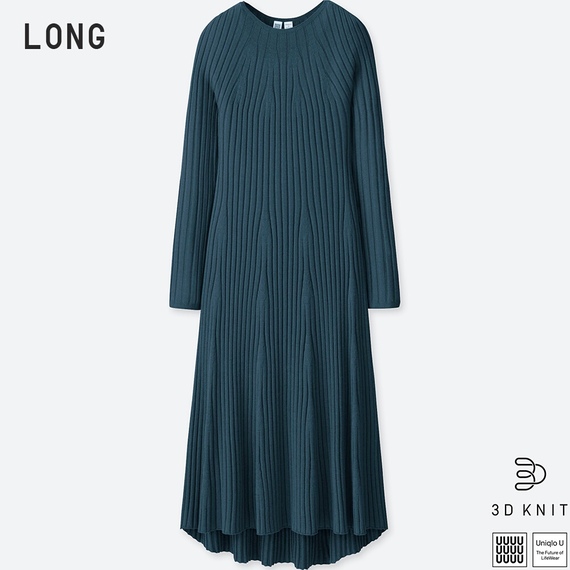 ユニクロU 3Dメリノリブフレアワンピース