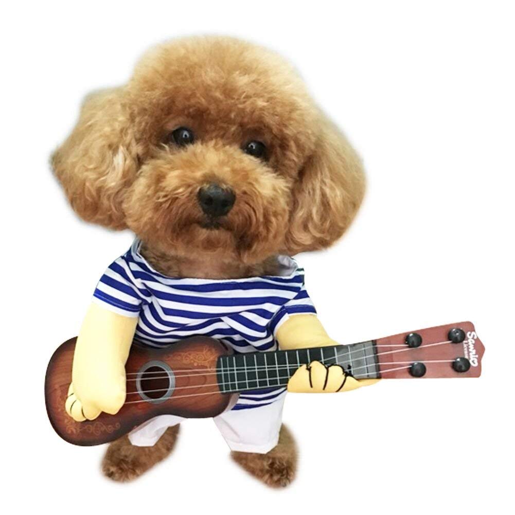 NACOCO Pet Guitar Costume Dog Costumes Guitarist Player Halloween Christmas Cosplay Party Funny Cat Clothes