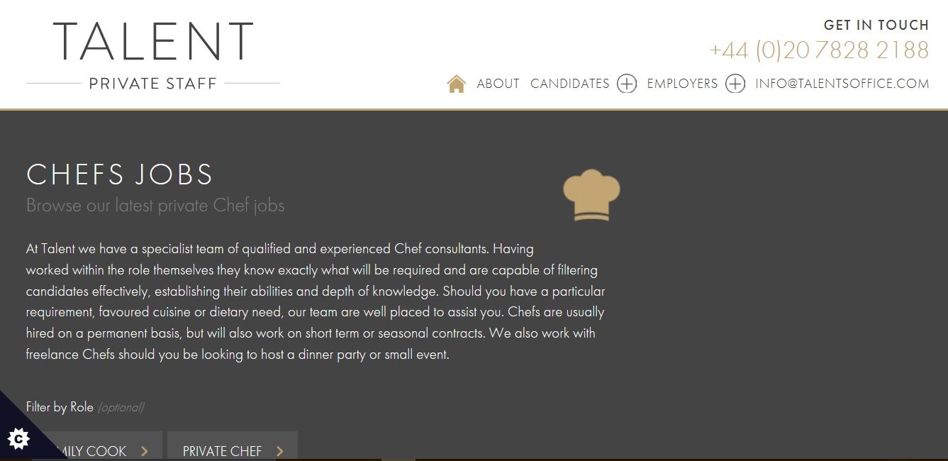 マドンナの専属シェフ募集