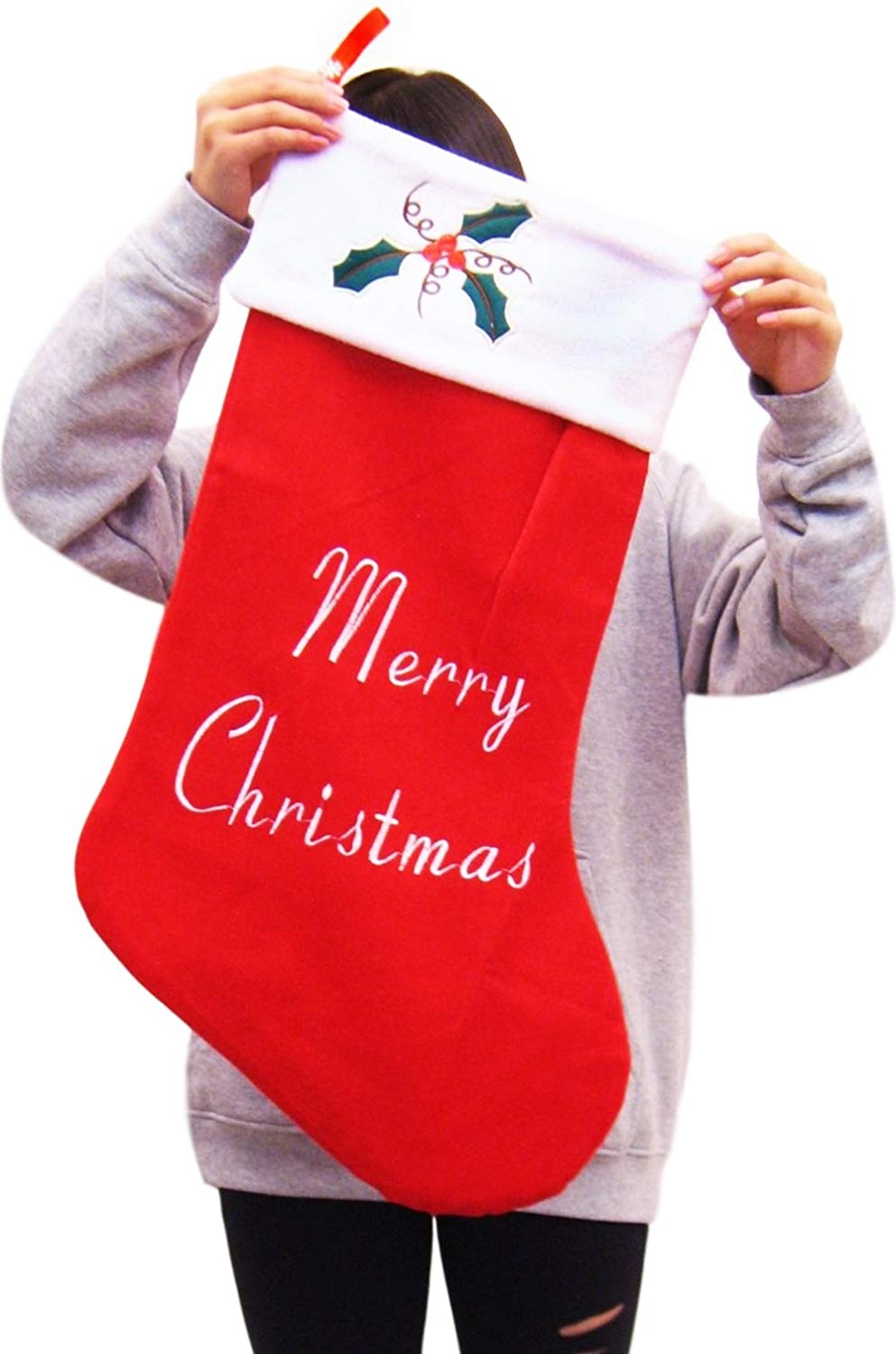 「ZACCARY’s フランネル 素材 で 肌触りの良い 特大 67cm × 40cm ワンポイント スノーマーク クリスマスプレゼント用靴下」