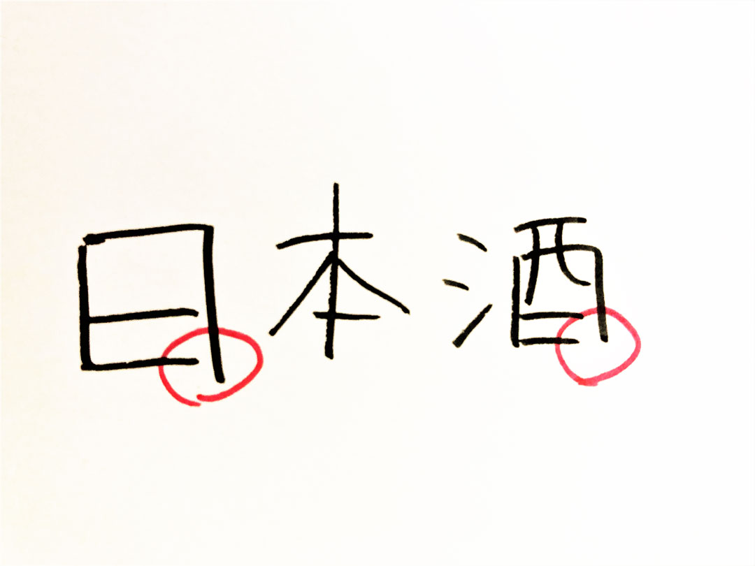 四角い字の右下（左下）にすき間がある