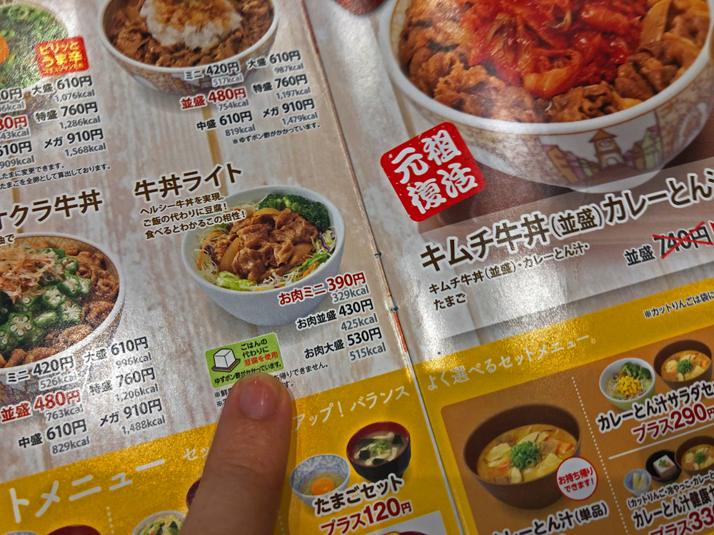 すき家／低糖質メニュー「牛丼ライト」