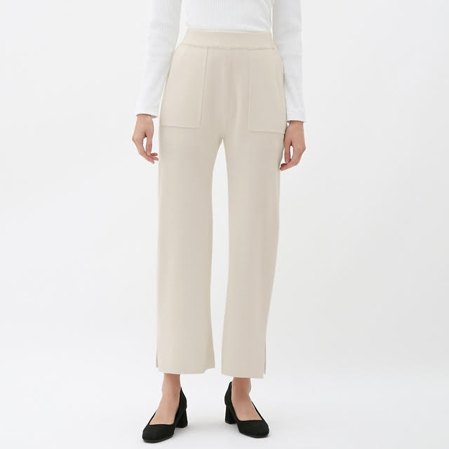 ミラノリブニットワイドパンツ