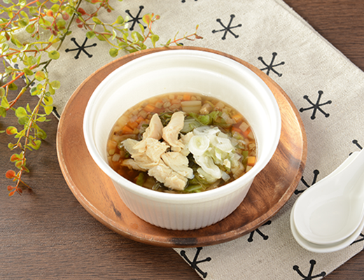 「NL 鶏ささみと6種野菜のもち麦スープ」
