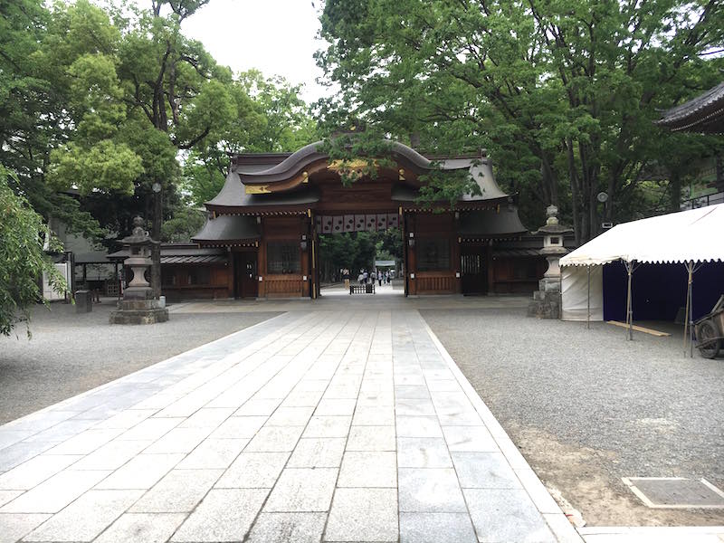 大國魂神社。左右にひときわ大きなケヤキが。