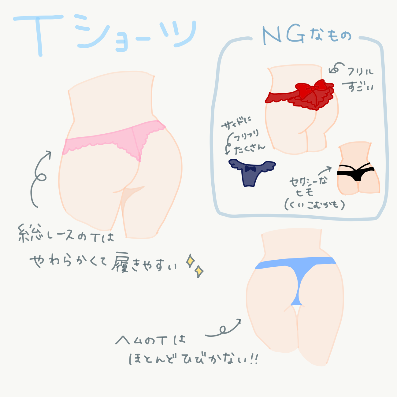 Tショーツ　Tバック　ライン響きにくいショーツ