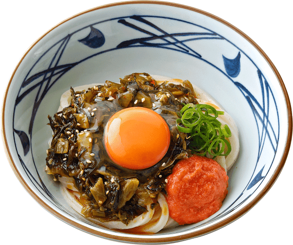 「高菜明太釜玉うどん（温）」