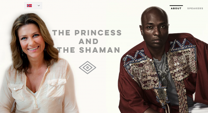 「王女とシャーマン」と題された有料講演会ツアーの参加者募集のサイト。参加費およそ１万円