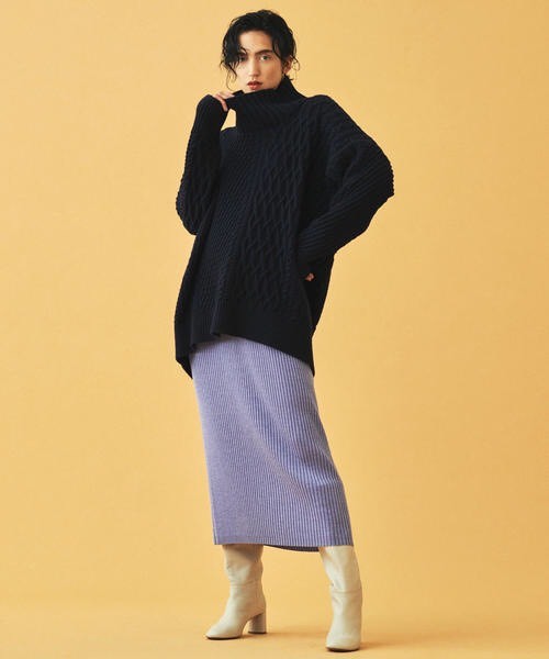 TOMORROWLAND「ウーステッドウールリブ Iラインミディスカート」