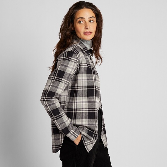 ユニクロ「フランネルチェックシャツ(長袖)」￥1,990 カラー:05 GRAY （画像：ユニクロ公式サイトより）