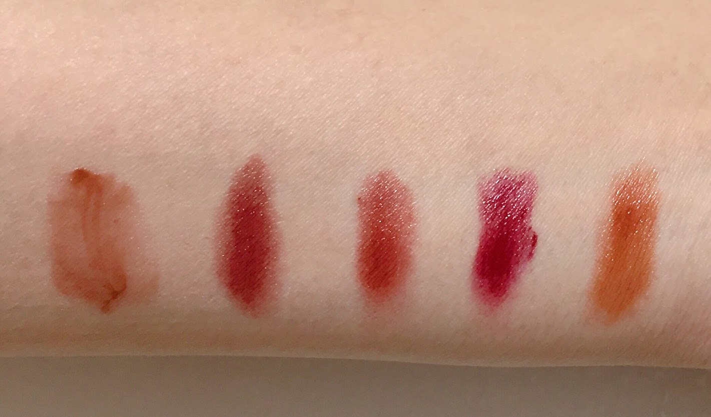 テラコッタリップ　キャンメイク　ステイオンバームルージュT04、ちふれ　口紅　748、セザンヌ ラスティング リップカラーN 105、インテグレート グレイシィ エレガンスCCルージュ ブラウン638、レアナニ プレミアムトーンアップルージュ テラコッタ04　