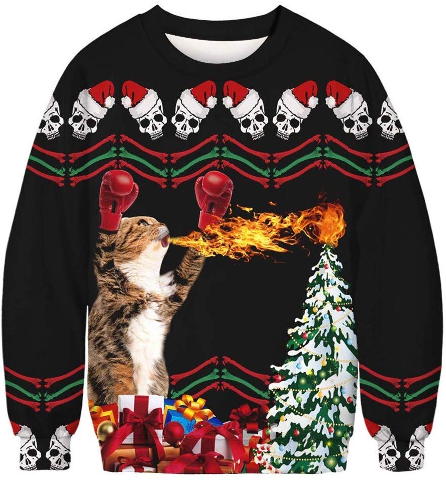 猫がファイヤー！カップルで着られるペアセーター