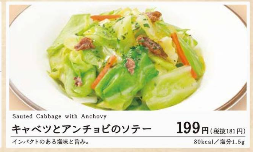 「キャベツとアンチョビのソテー/80kcal」