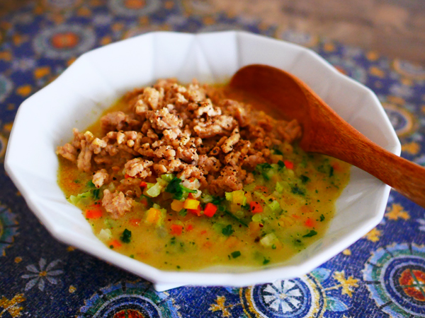 クスクス風　豆乳カレースープ