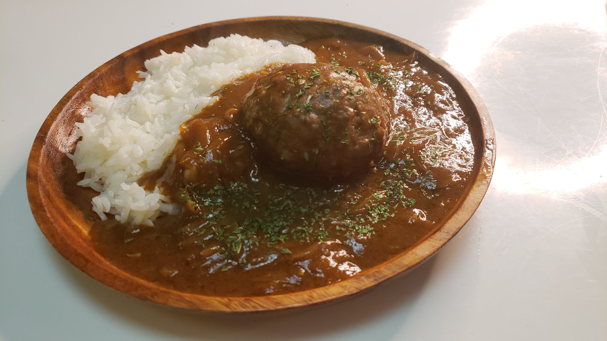 レンジ粗挽きバーグカレー