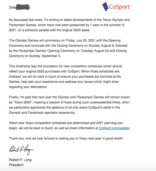 アメリカでの五輪公式チケット販売業者「CoSport」から