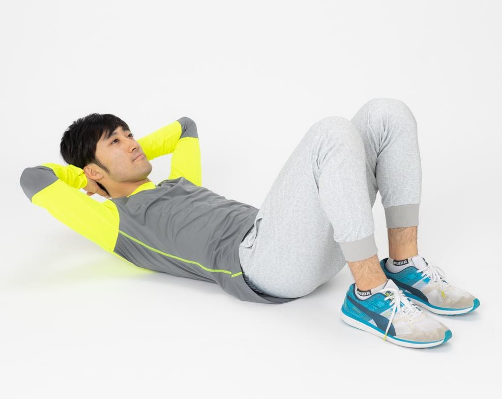 3. ゆっくりと起き上がったら、一度止まりましょう