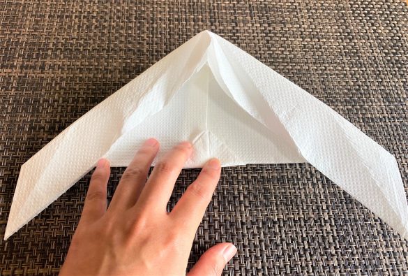 (13-3)底辺の三角部分を上に向けて折ります。