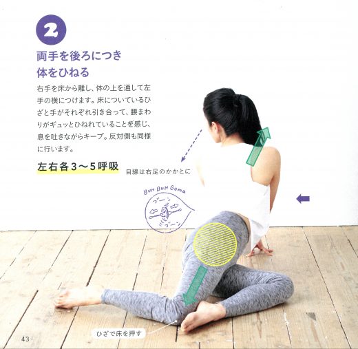 ☆骨盤を引き締める2 両手を後ろにつき、体をひねる