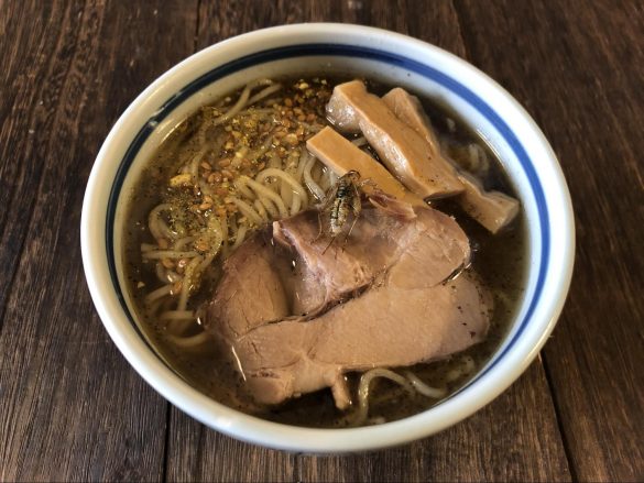 とりあえずメンマとチャーシューの間に乗せてみた