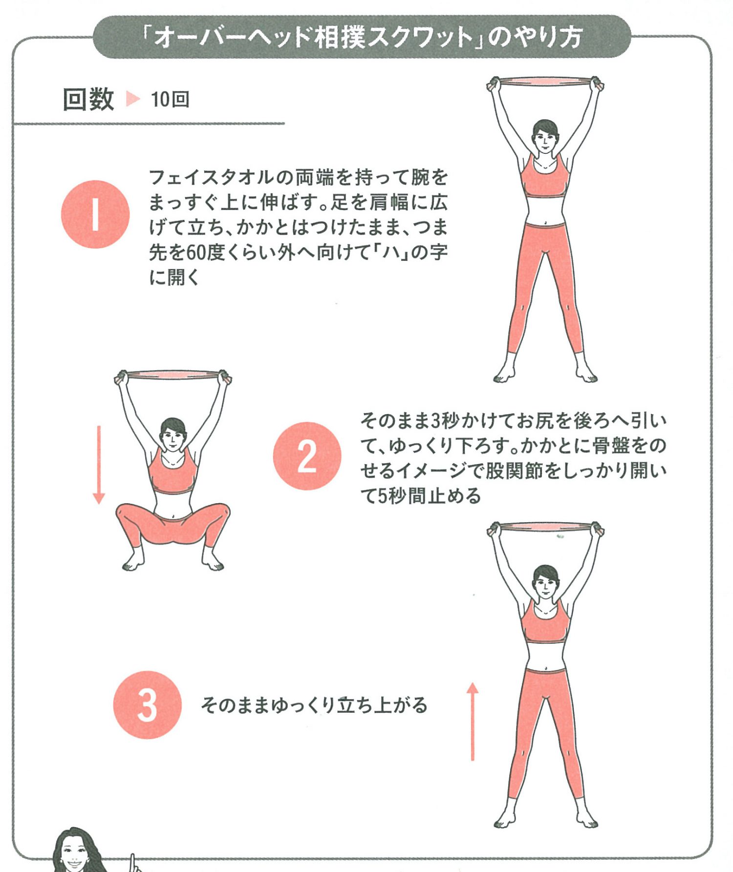 「オーバーヘッド相撲スクワット」のやり