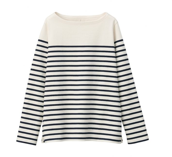 太番手天竺編み長袖Ｔシャツ（パネルボーダー） 婦人（画像：無印良品オンラインストアより）
