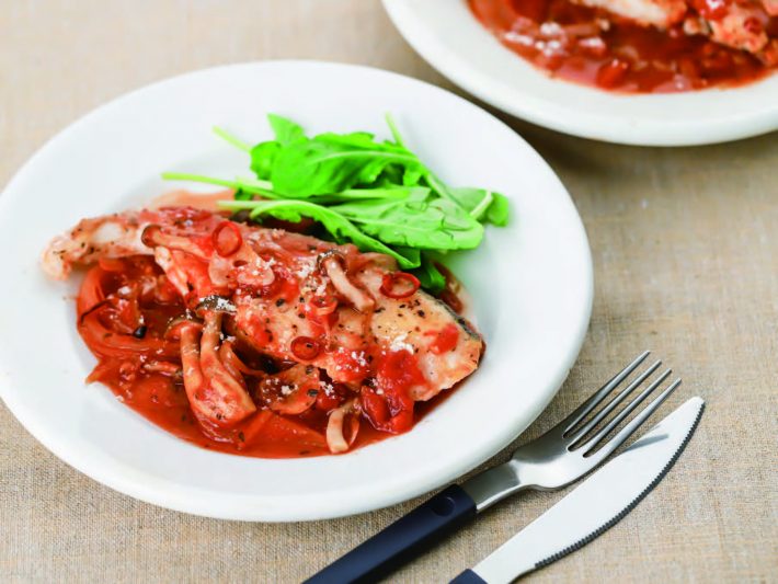 たらのピリ辛トマト煮