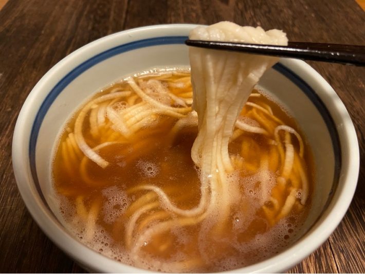 温かいツユには加熱した長芋がおすすめ