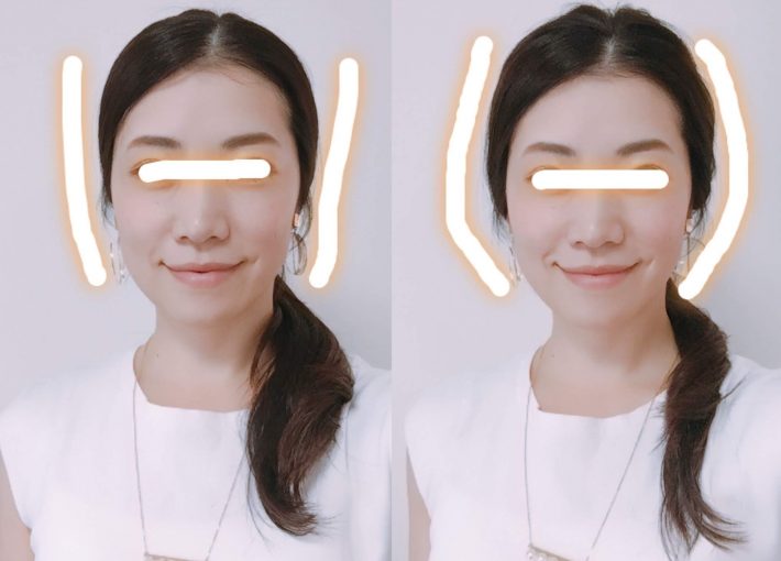 頭の輪郭をひし形に／元井里奈