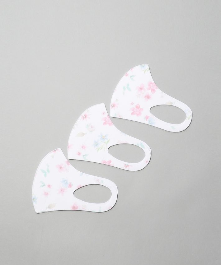 Afternoon tea　水彩フラワー柄洗える抗菌マスク3枚セット／サイズ　約13×17㎝